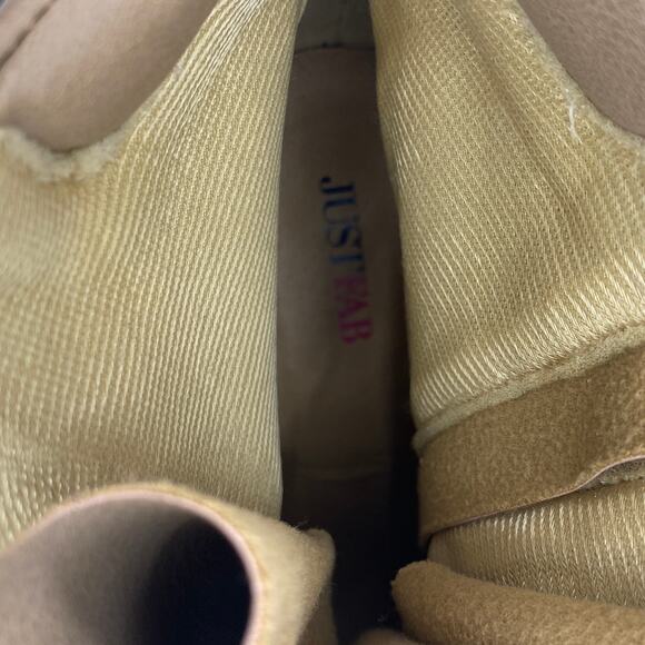 JUSTFAB Boots Tan Darma Side Zip Lace Up Heeled Bootie Women's Sz 9 - Picture 9 of 10